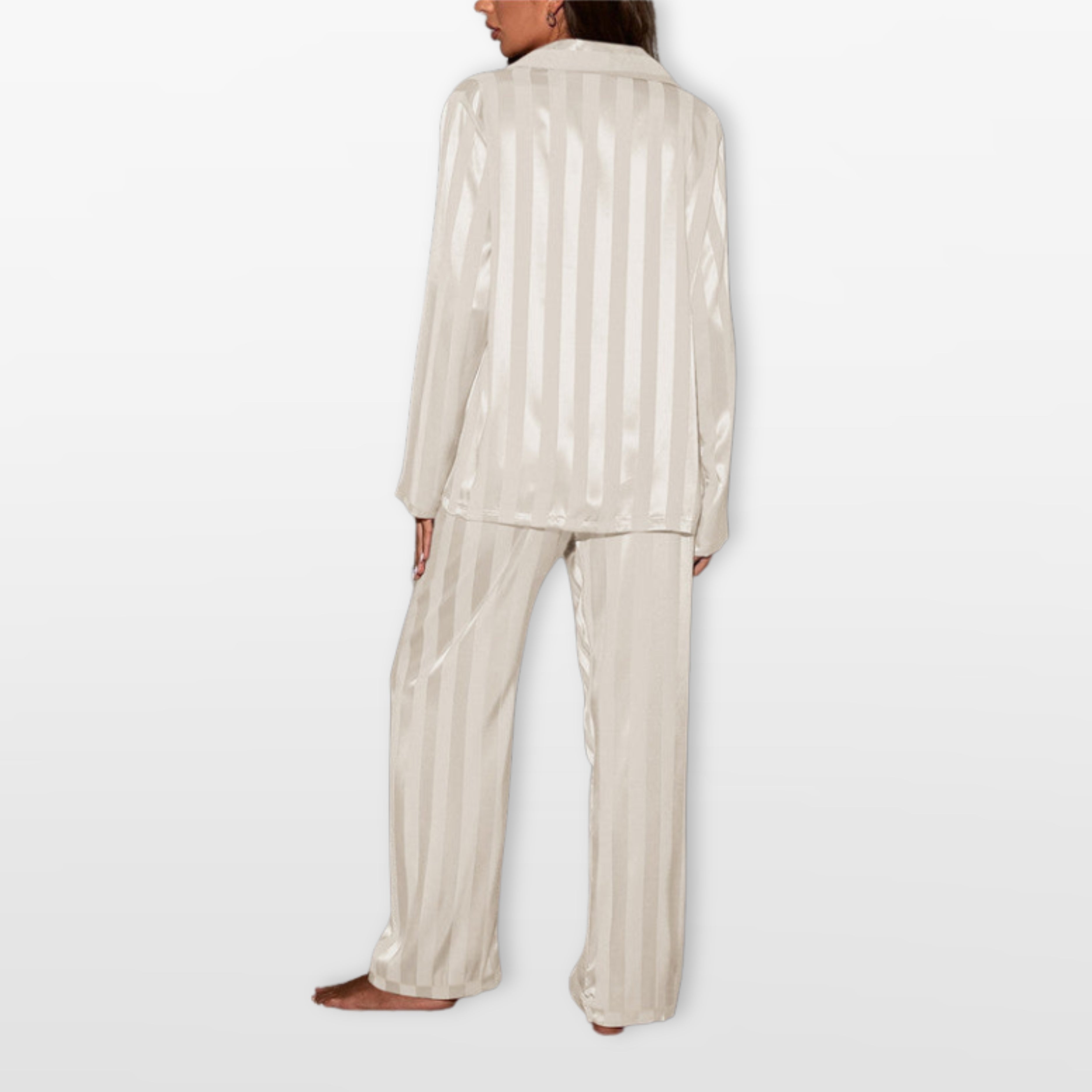 Women’s Satin Pajama Set Striped Loungewear
