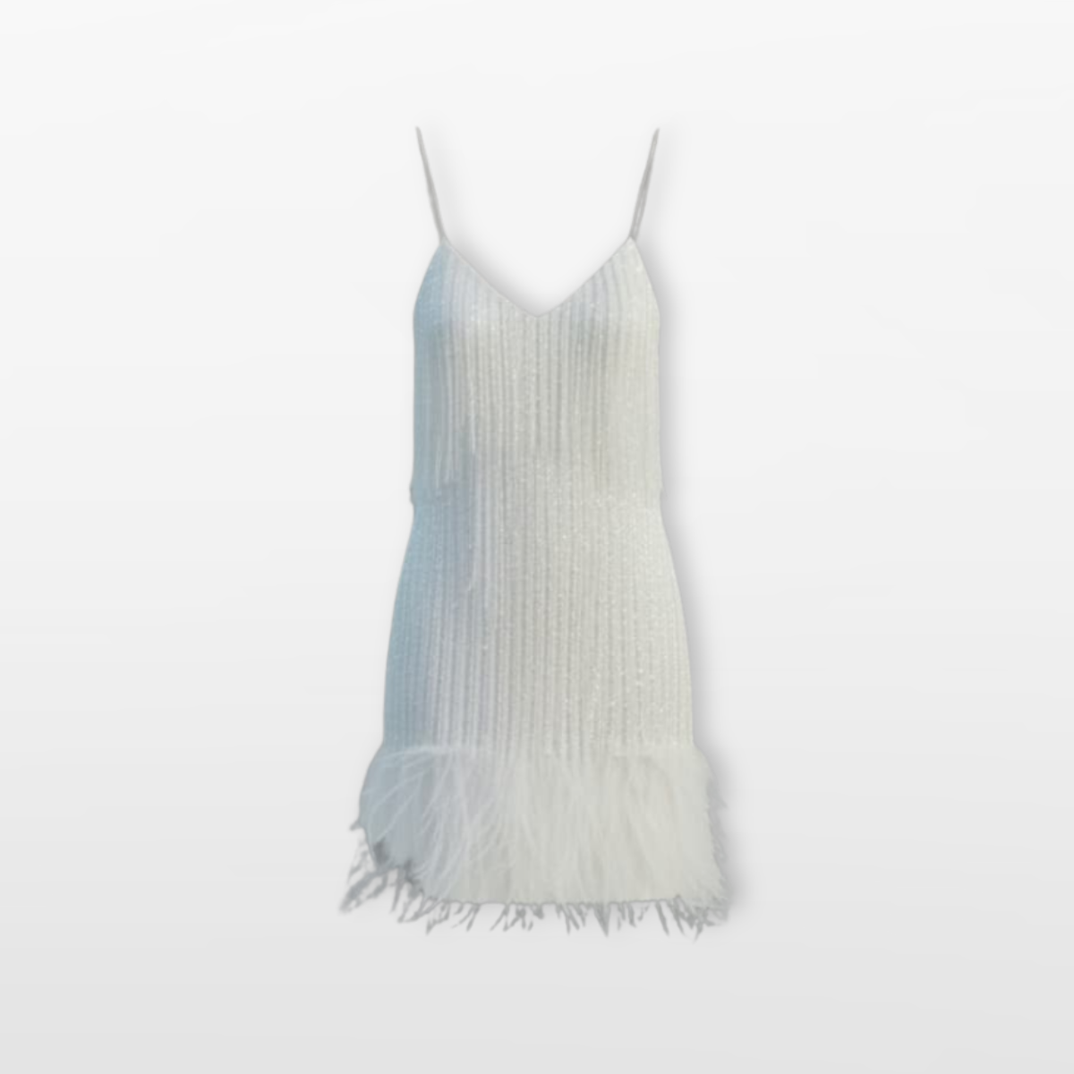 Women Feather Hem Mini Dress Elegant