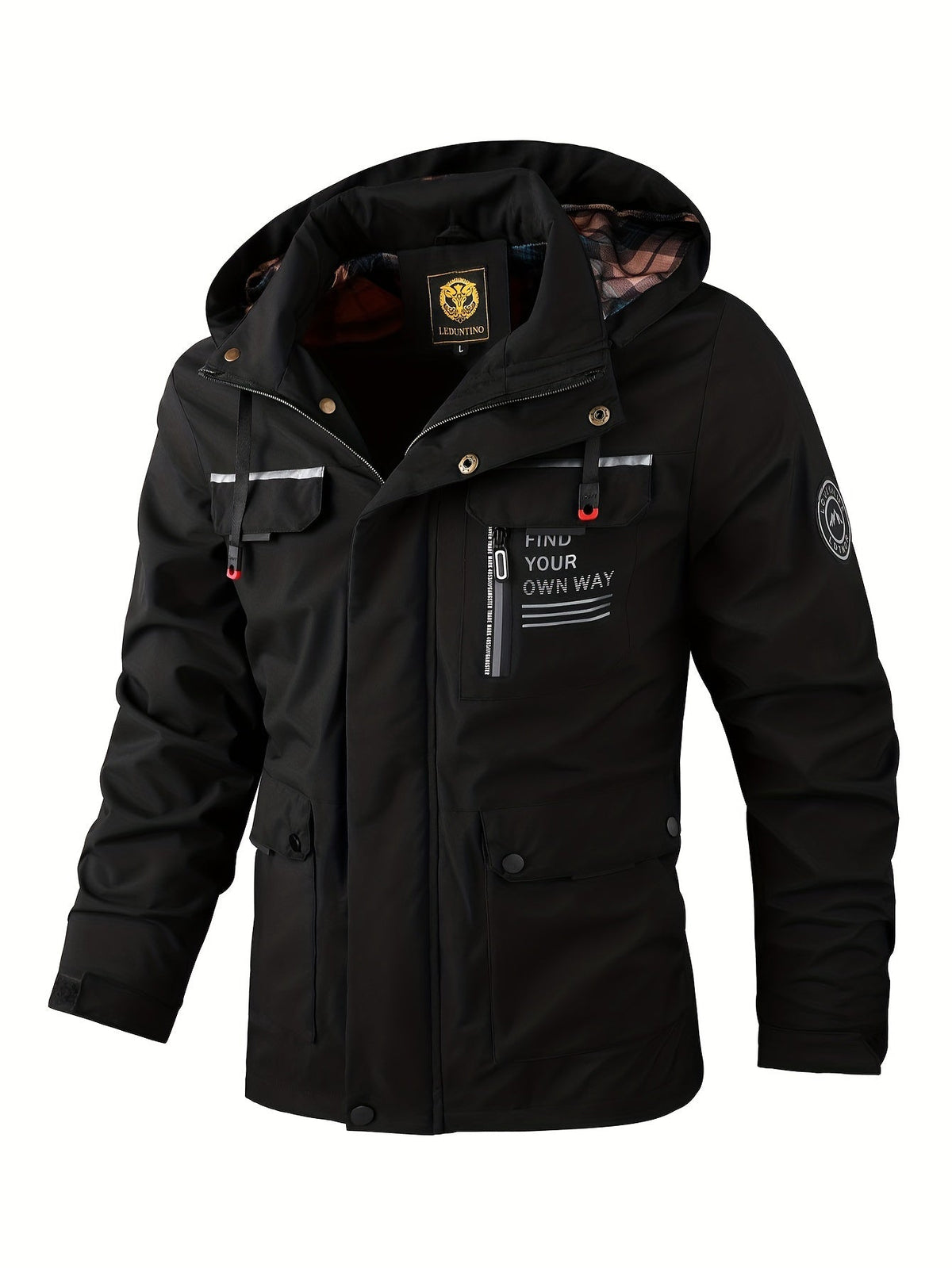 Men's Hooded Utility Jacket with Multiple Pockets