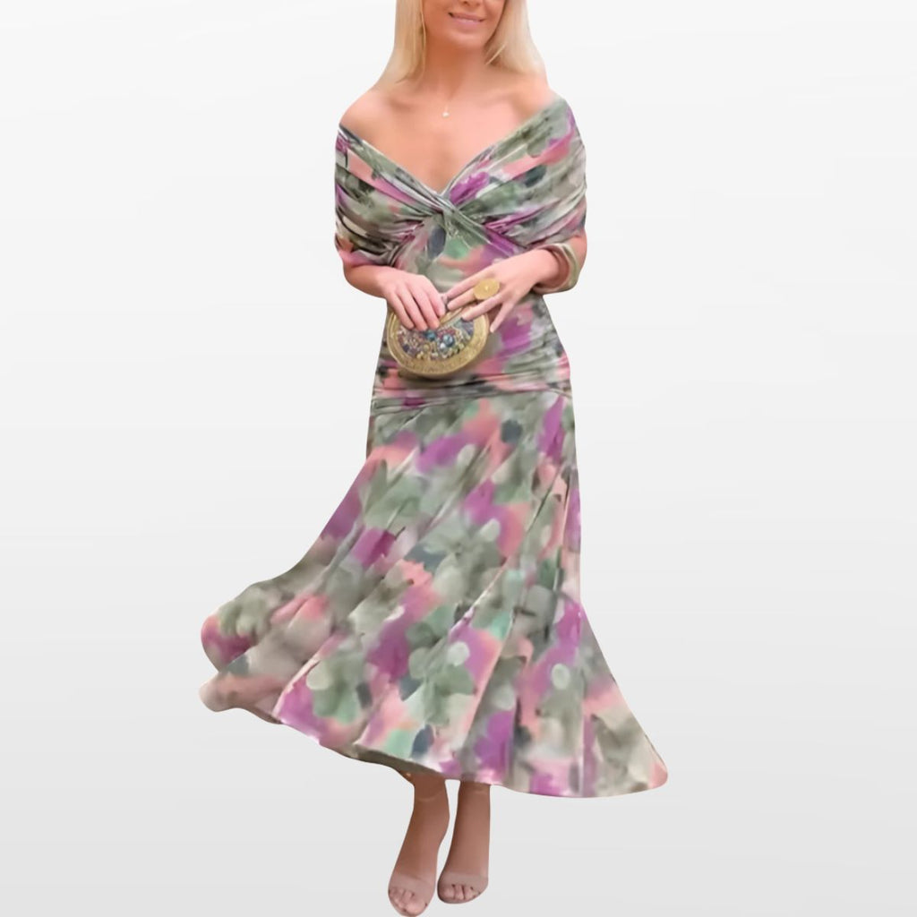 Women Off Shoulder Elegant Midi Dress