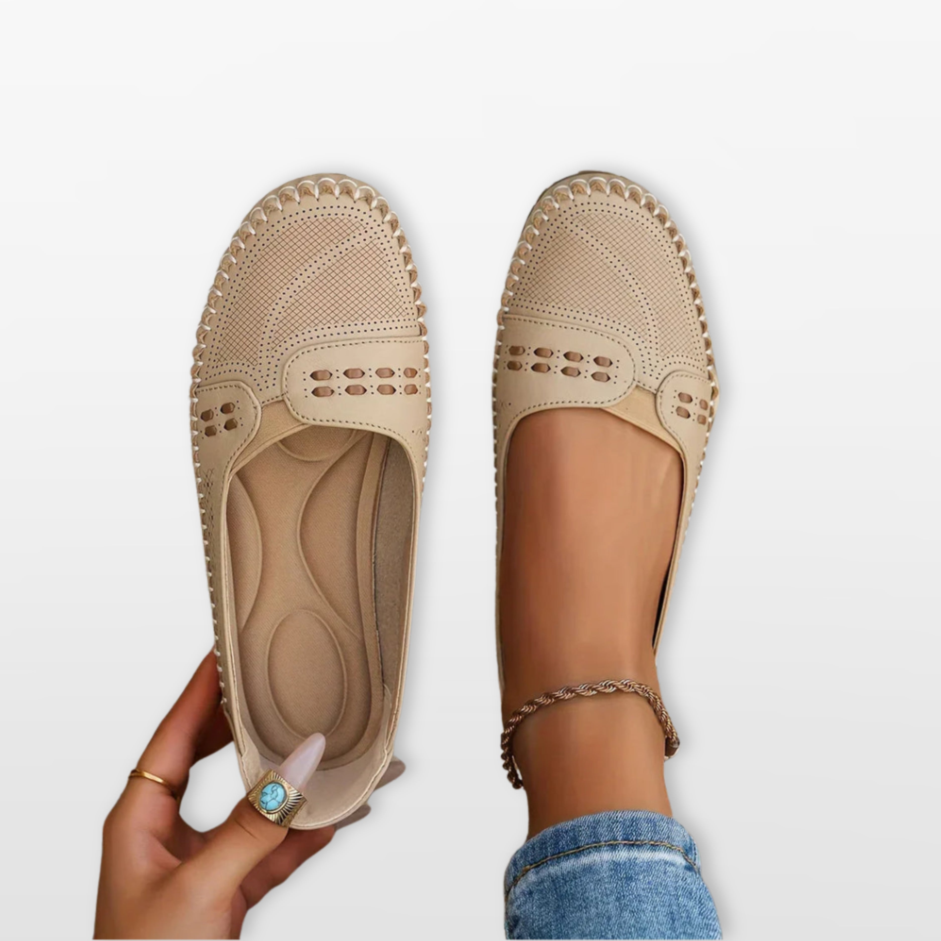 Women Perforated Slip On Loafers