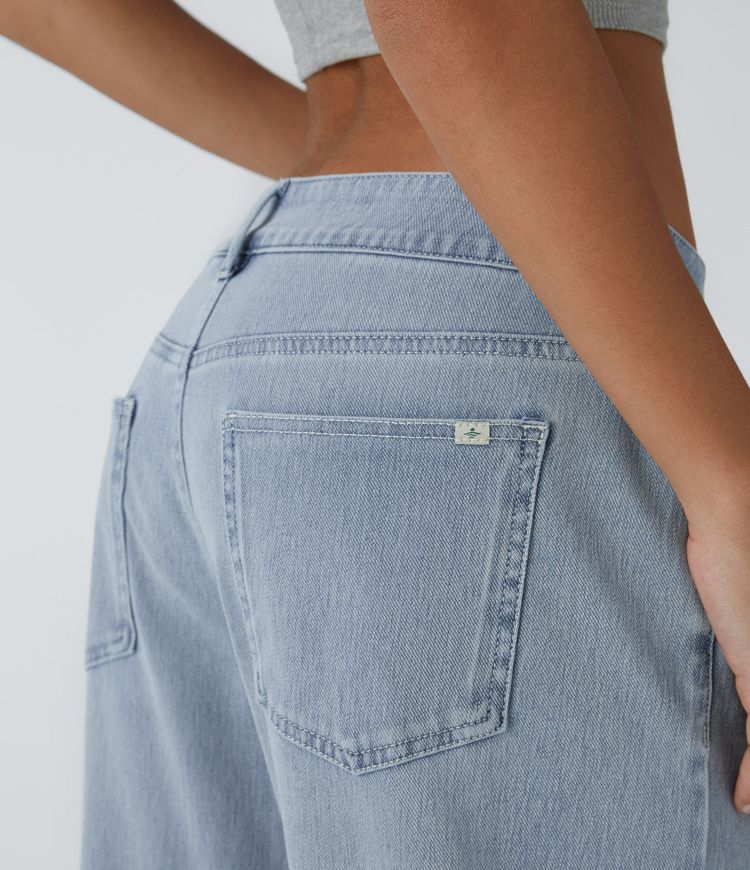 Women's Wide Leg Jeans with Asymmetric Waist
