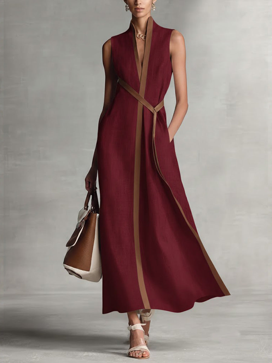 Women's Contrast Trim Maxi Dress