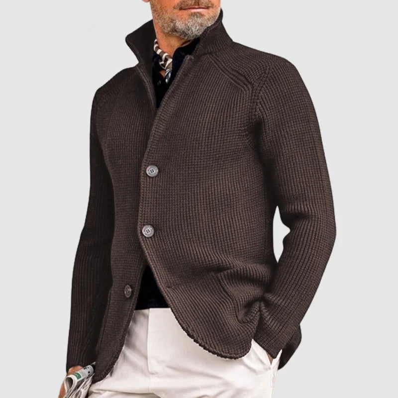 Men’s Stand-Collar Button-Front Cardigan