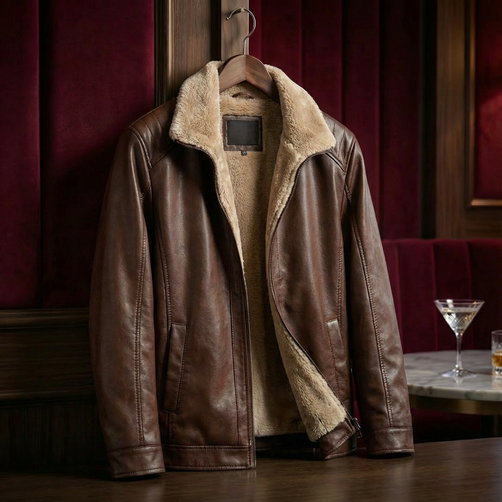 Men's Wide-Collar Full-Zip Short Jacket