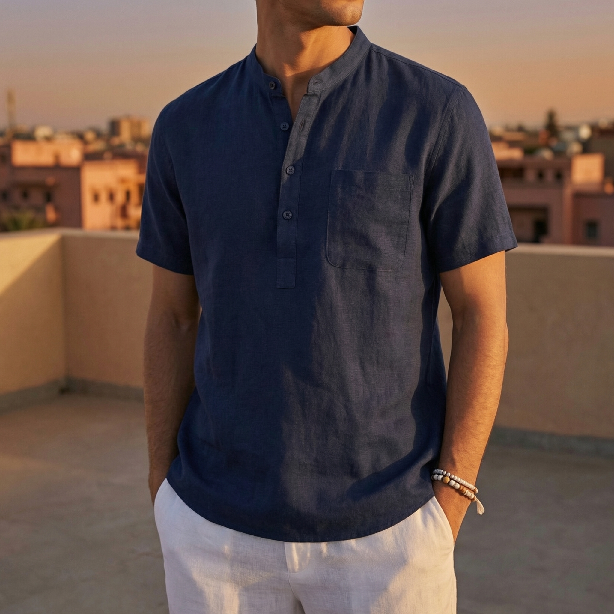 Men's Mandarin Pocket Shirt