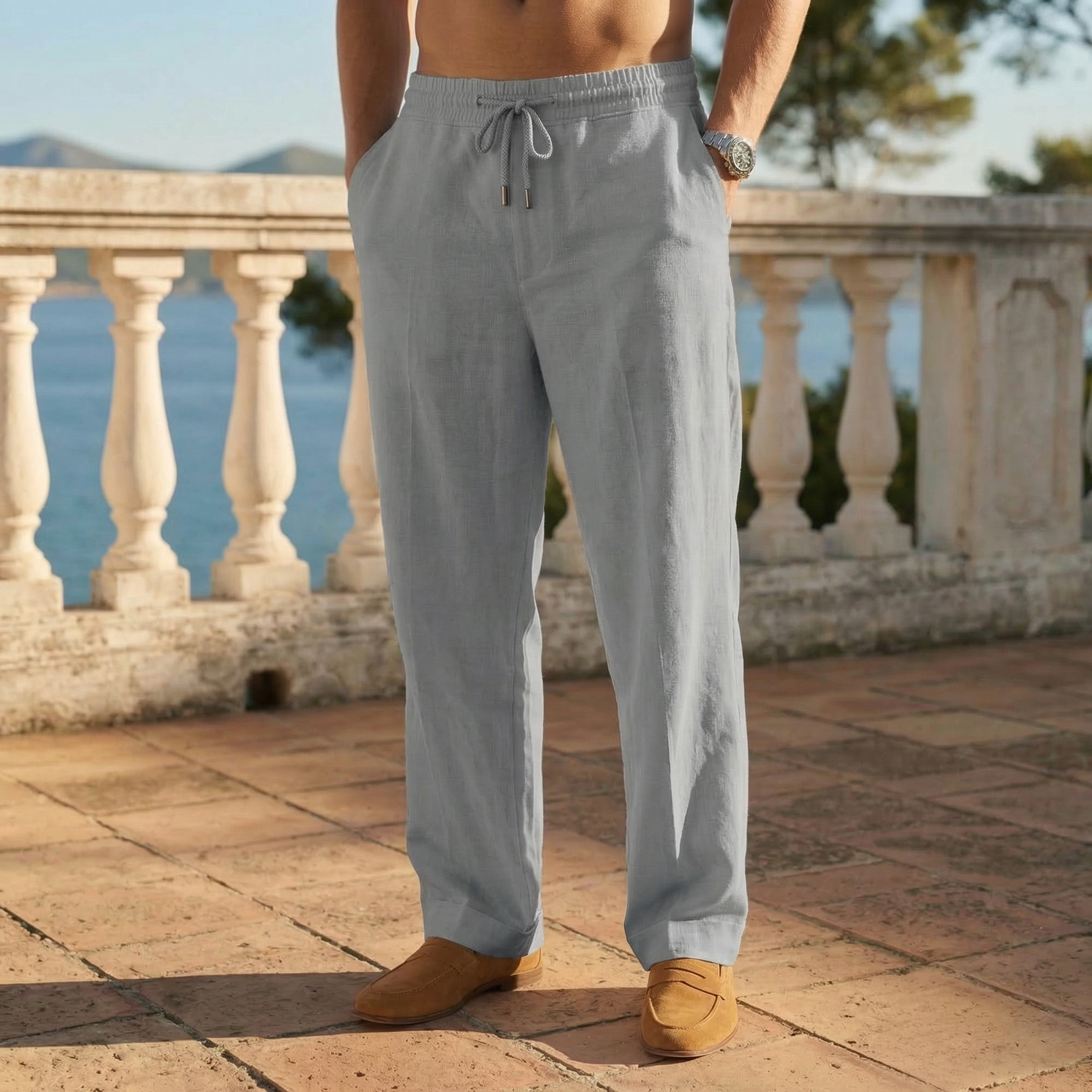 Men’s Drawstring Trousers Relaxed Fit