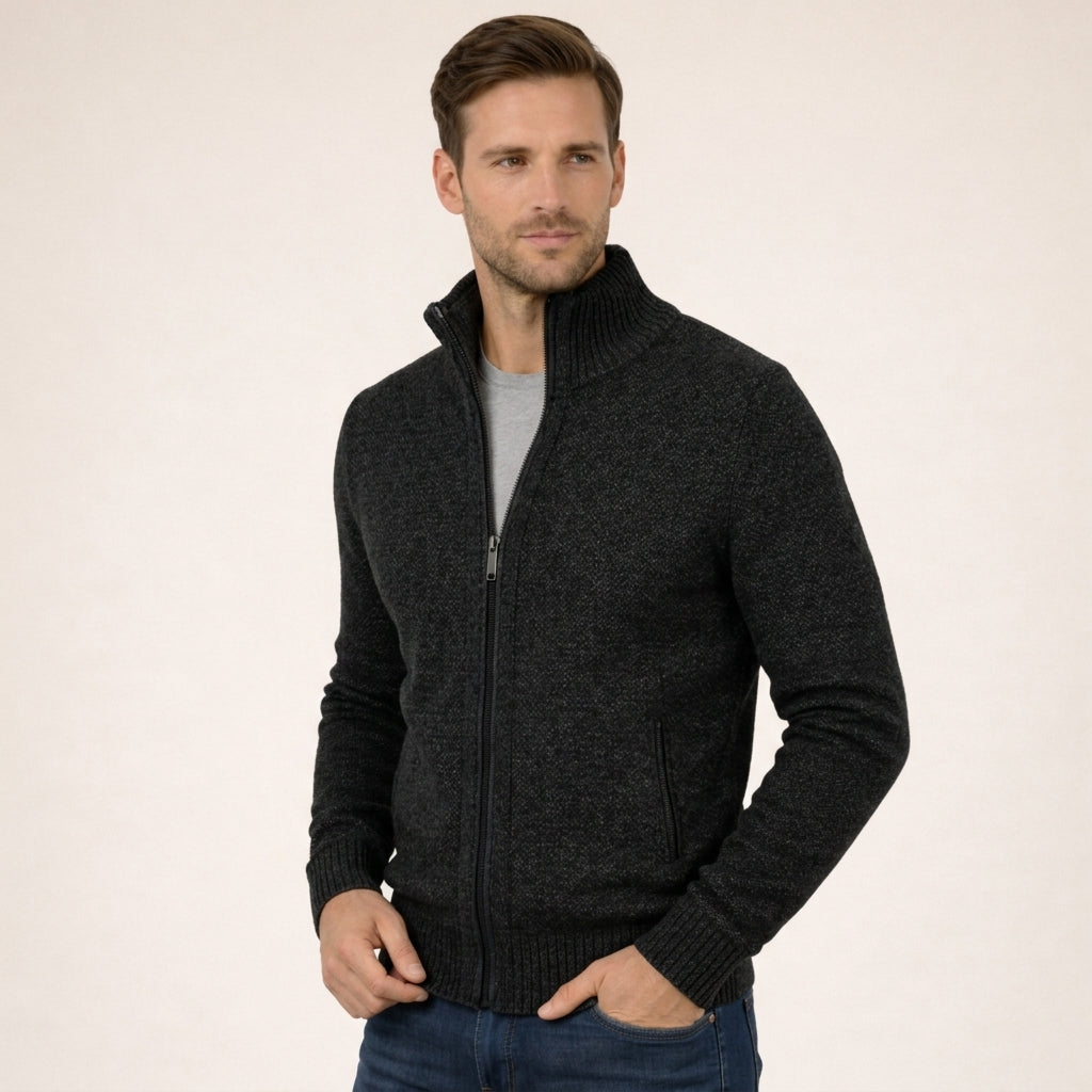 Men’s Full-Zip Stand-Collar Sweater