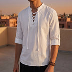 Men's Lace Up Mandarin Shirt