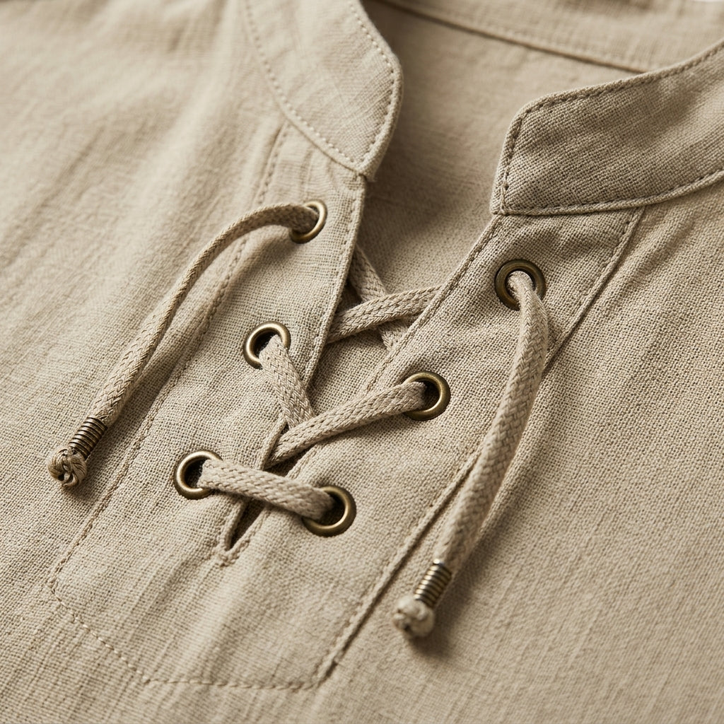 Men's Lace Up Mandarin Shirt