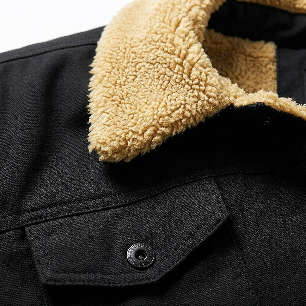 Men's Casual Jacket with Fleece-Look Collar
