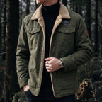 Men's Casual Jacket with Fleece-Look Collar
