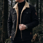 Men's Casual Jacket with Fleece-Look Collar