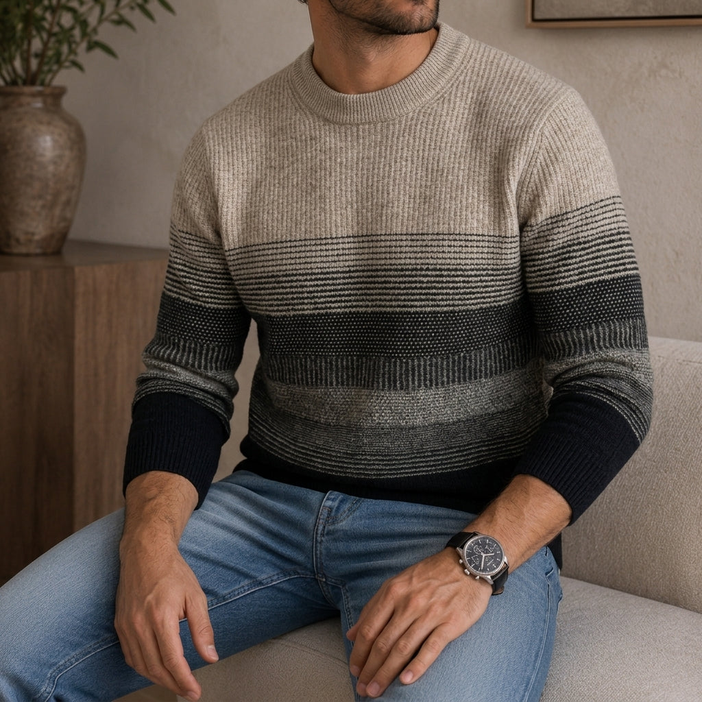 Men's Crew Neck Sweater with Textured Knit