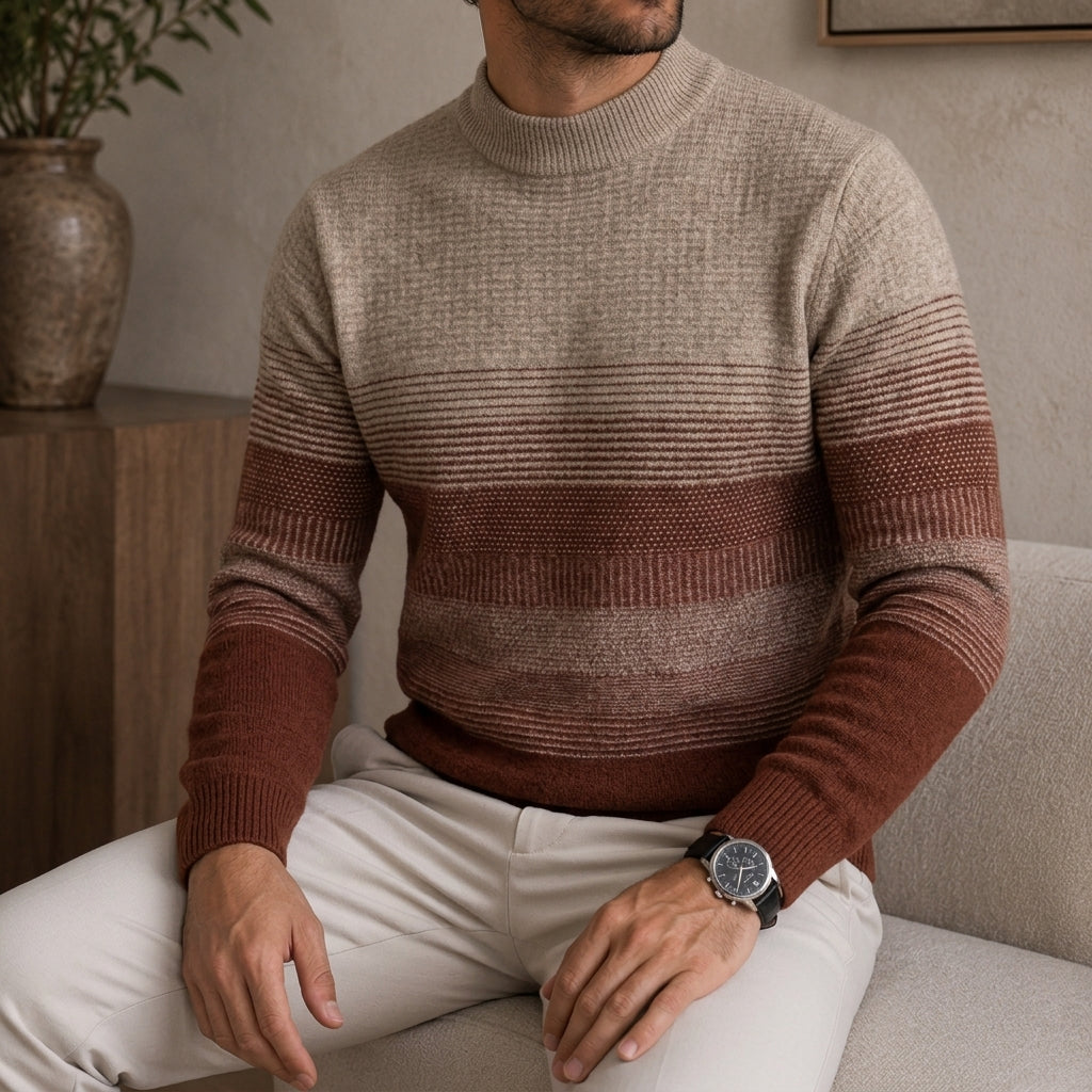 Men's Crew Neck Sweater with Textured Knit