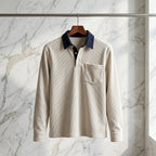 Men's Long Sleeve Ribbed Polo Shirt