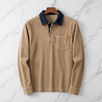 Men's Long Sleeve Ribbed Polo Shirt
