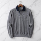 Men's Long Sleeve Ribbed Polo Shirt