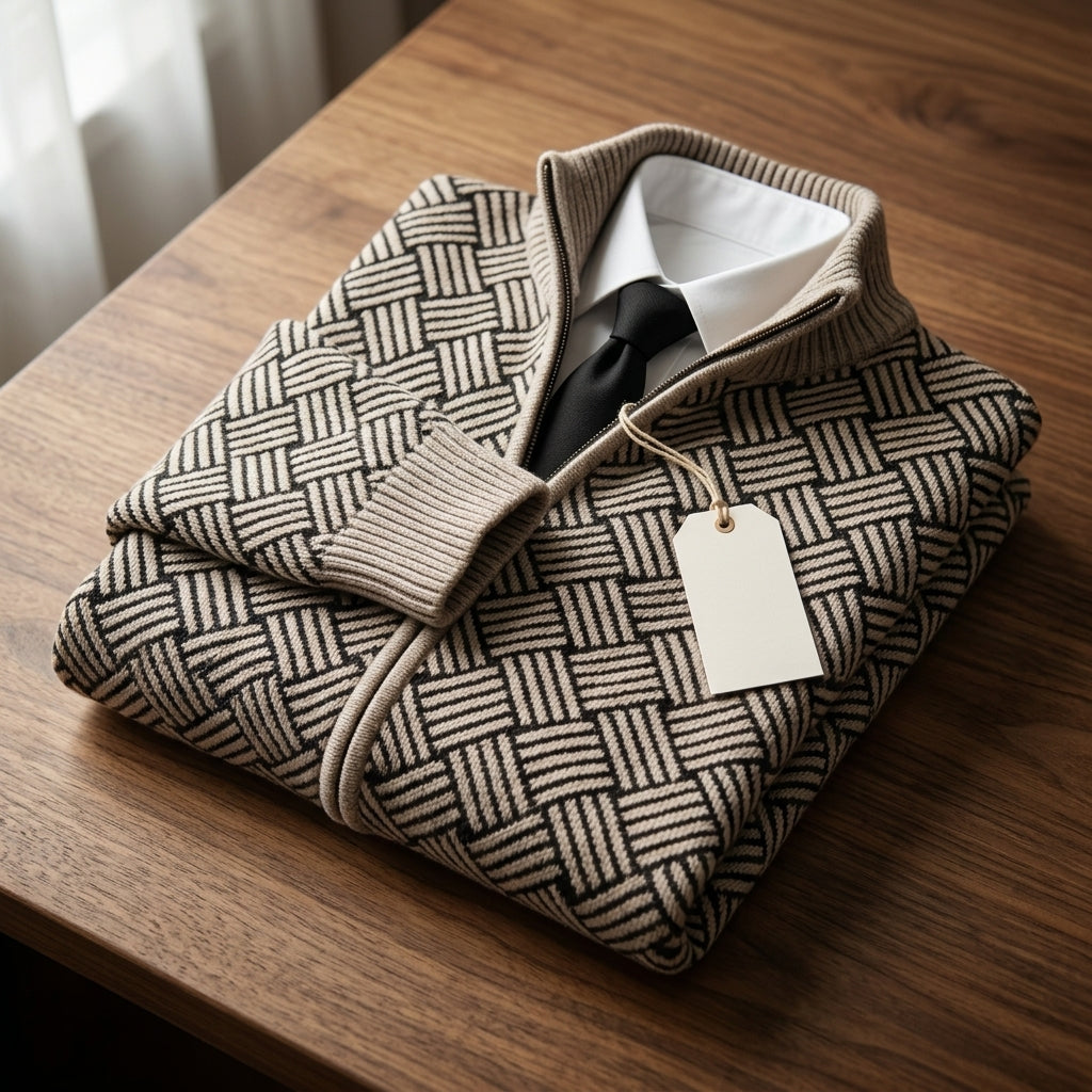 Men's Textured Knit Full-Zip Cardigan
