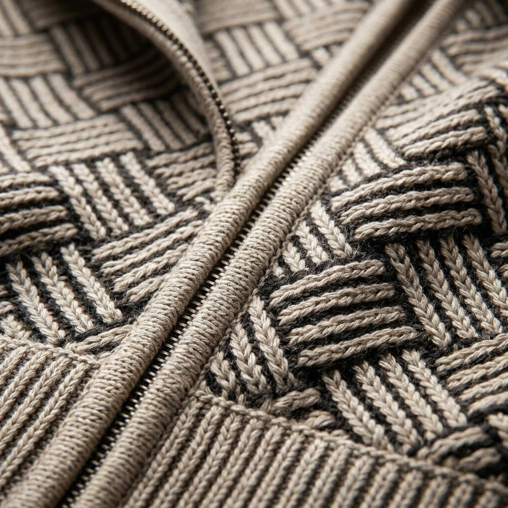Men's Textured Knit Full-Zip Cardigan