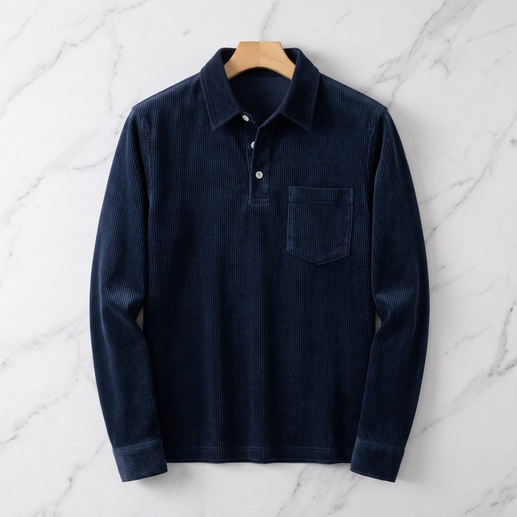 Men's Long Sleeve Ribbed Polo Shirt