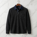 Men's Long Sleeve Ribbed Polo Shirt