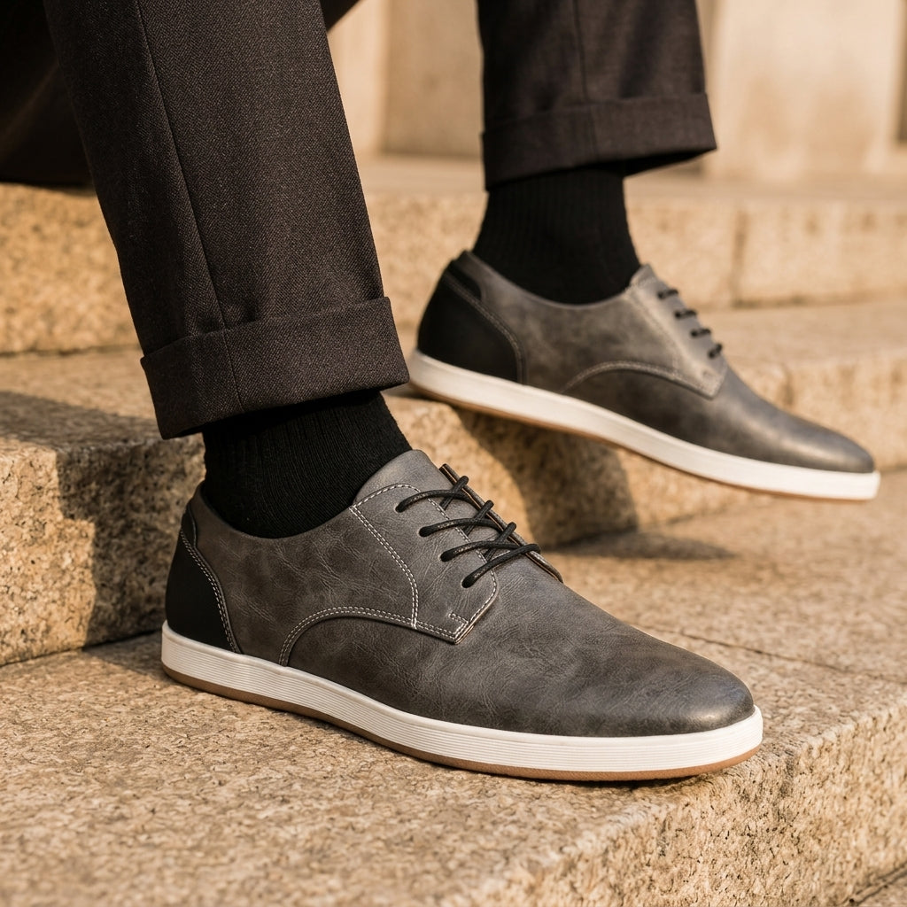 Men's Casual Lace-Up Shoes with Low-Top Design