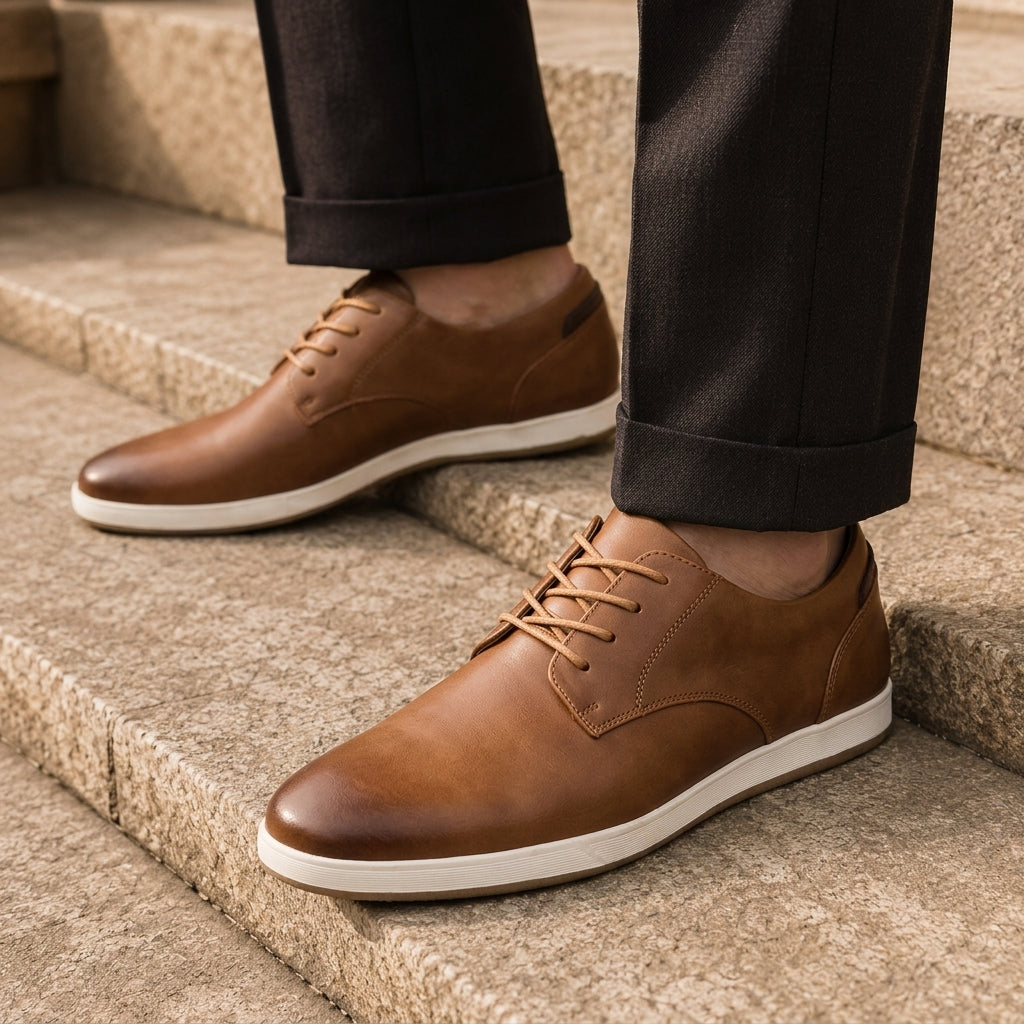 Men's Casual Lace-Up Shoes with Low-Top Design
