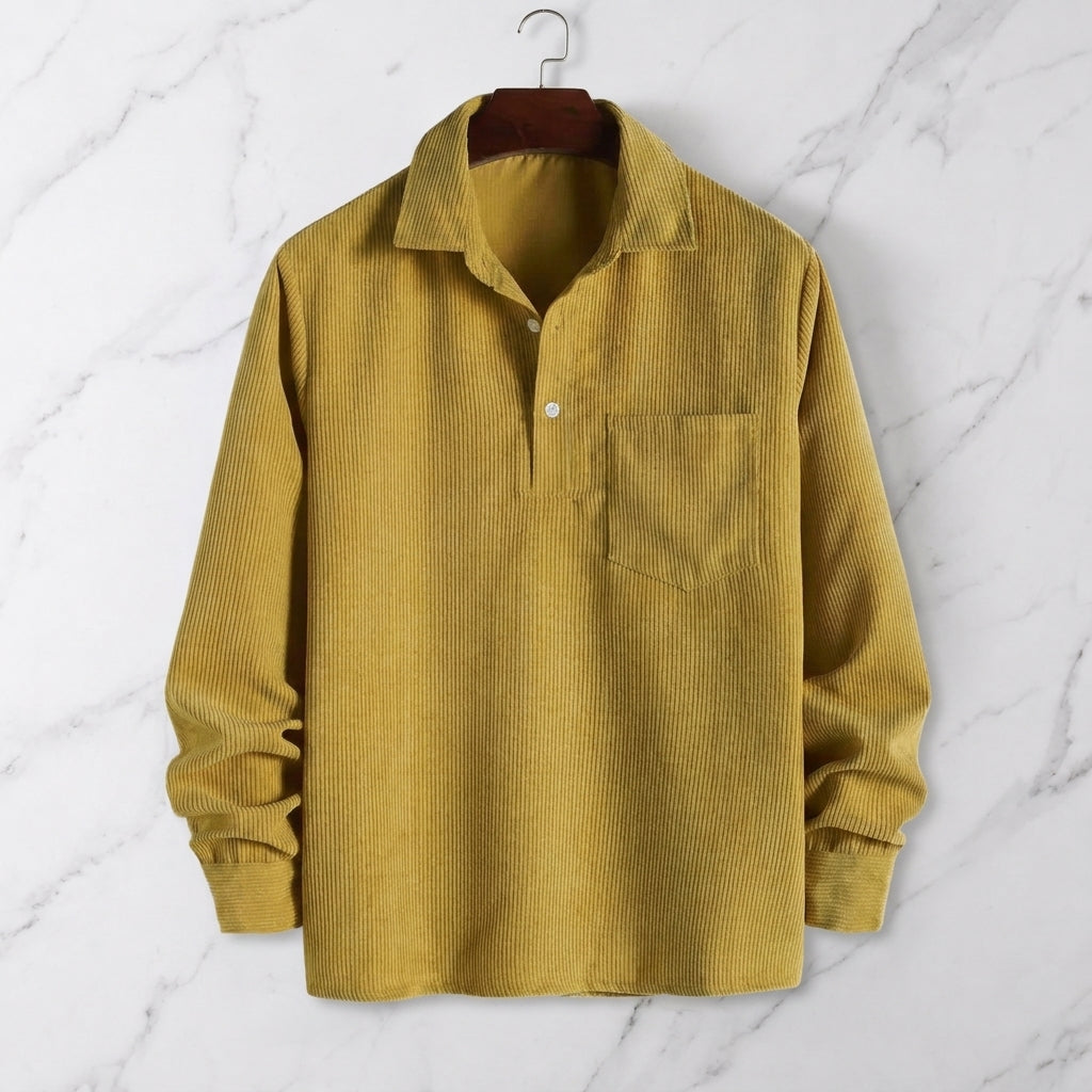 Men's Long Sleeve Ribbed Polo Shirt