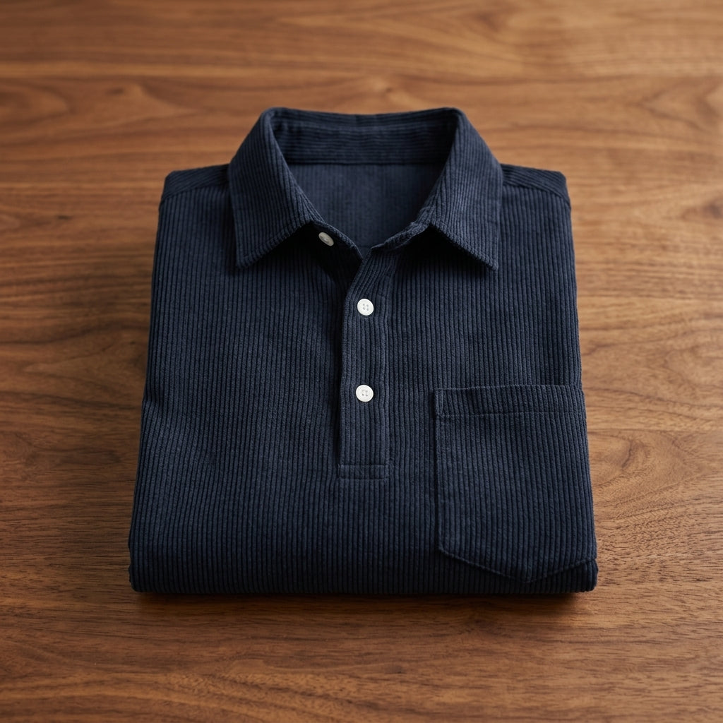 Men's Long Sleeve Ribbed Polo Shirt