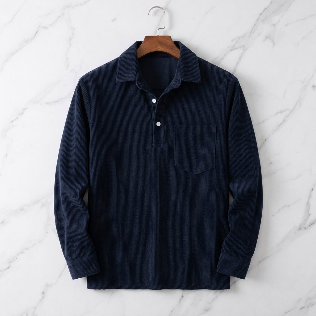 Men's Long Sleeve Ribbed Polo Shirt