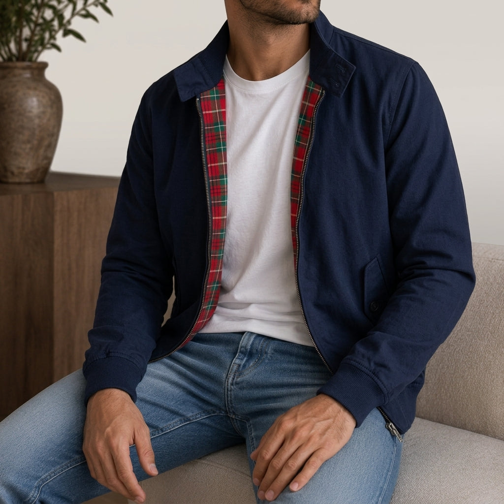Men's Casual Zip-Up Jacket with Stand Collar