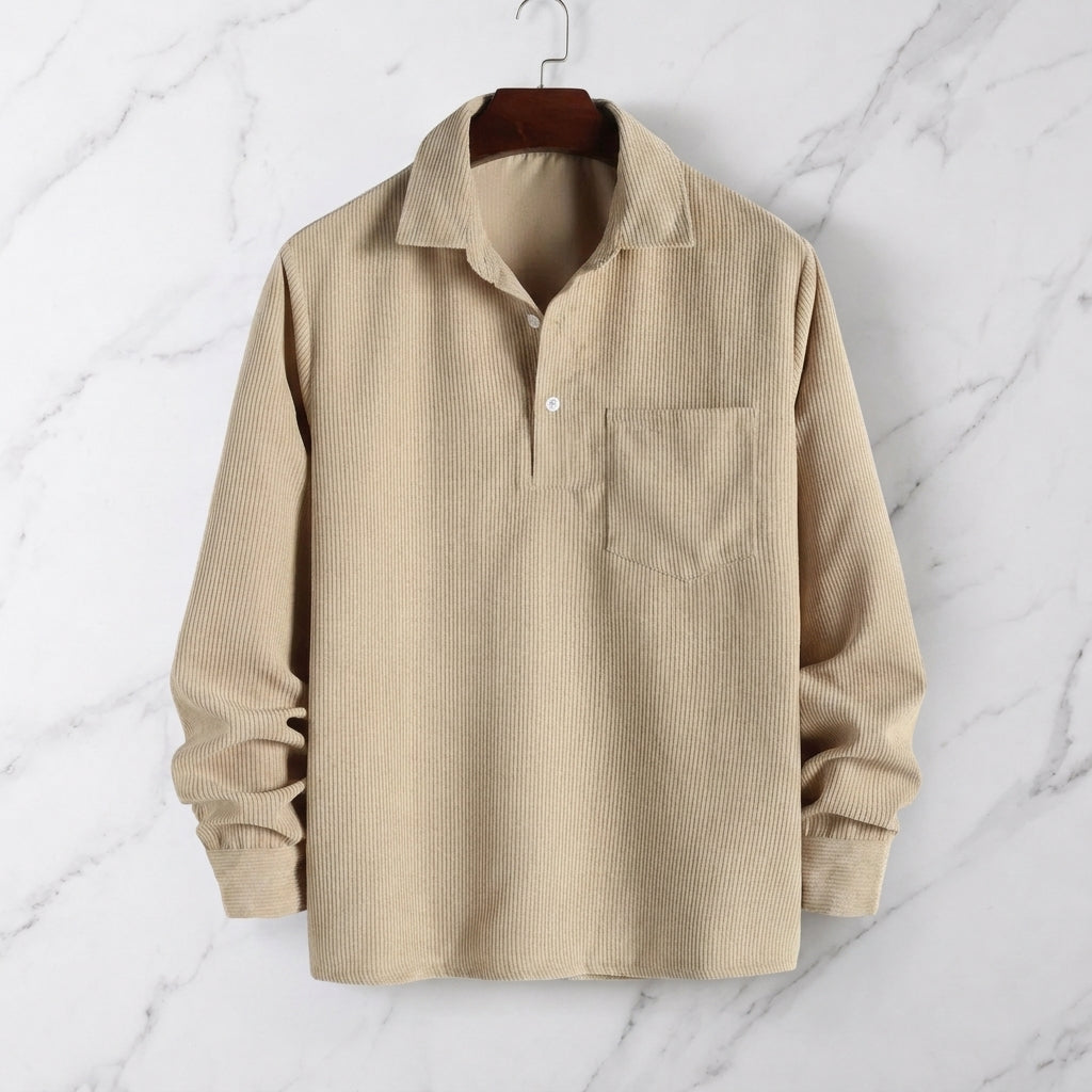 Men's Long Sleeve Ribbed Polo Shirt