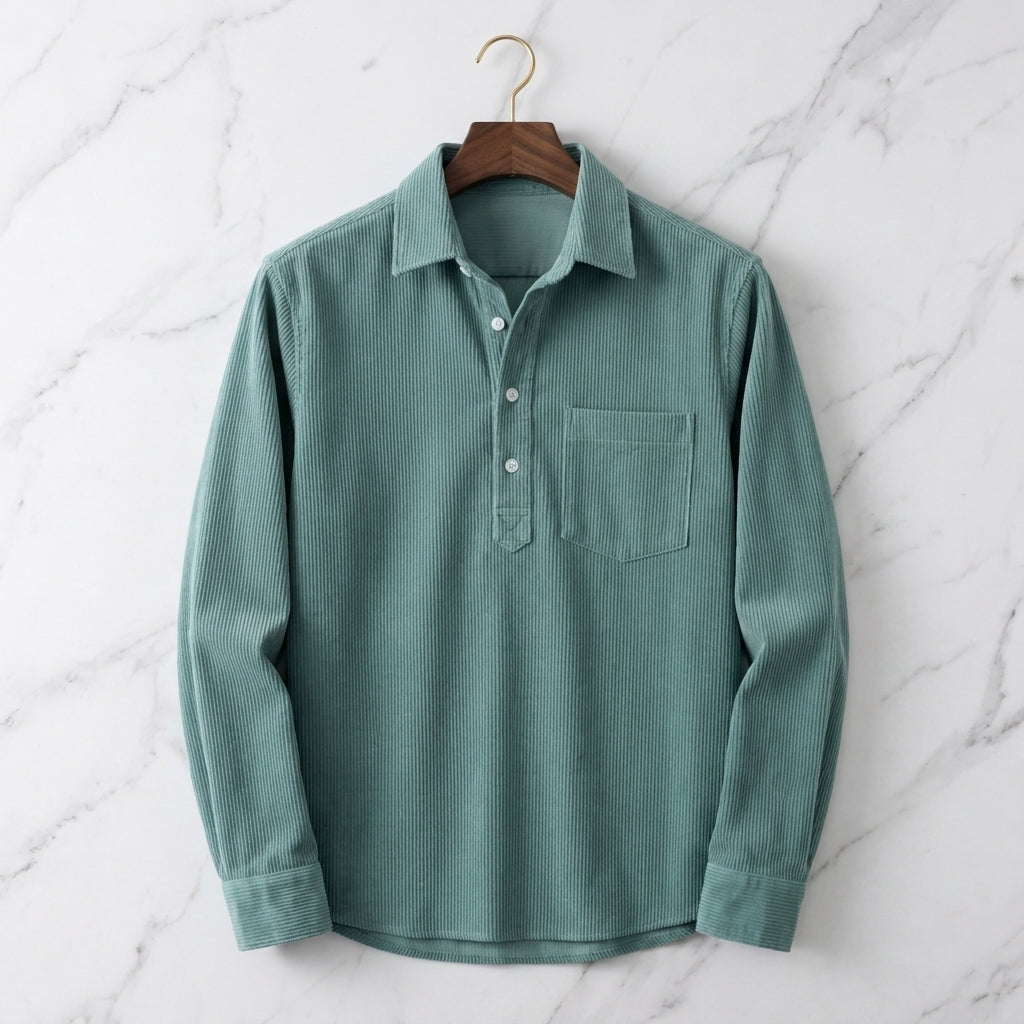 Men's Long Sleeve Ribbed Polo Shirt
