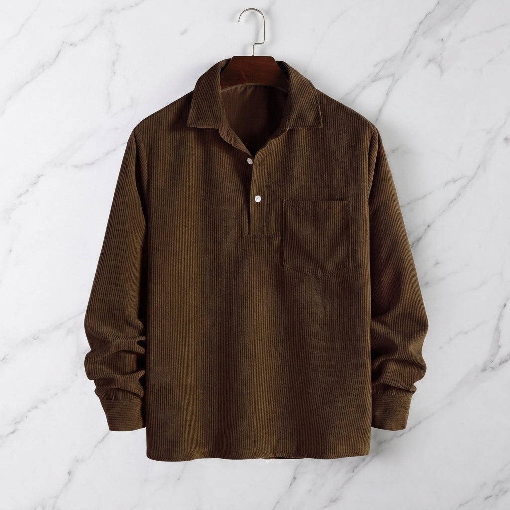 Men's Long Sleeve Ribbed Polo Shirt