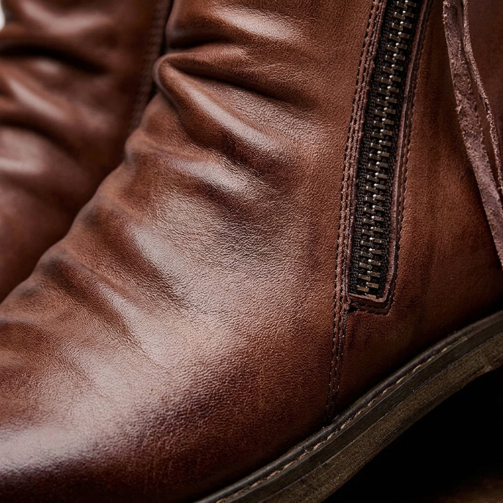 Men's Side-Zip Ankle Boots with Round Toe