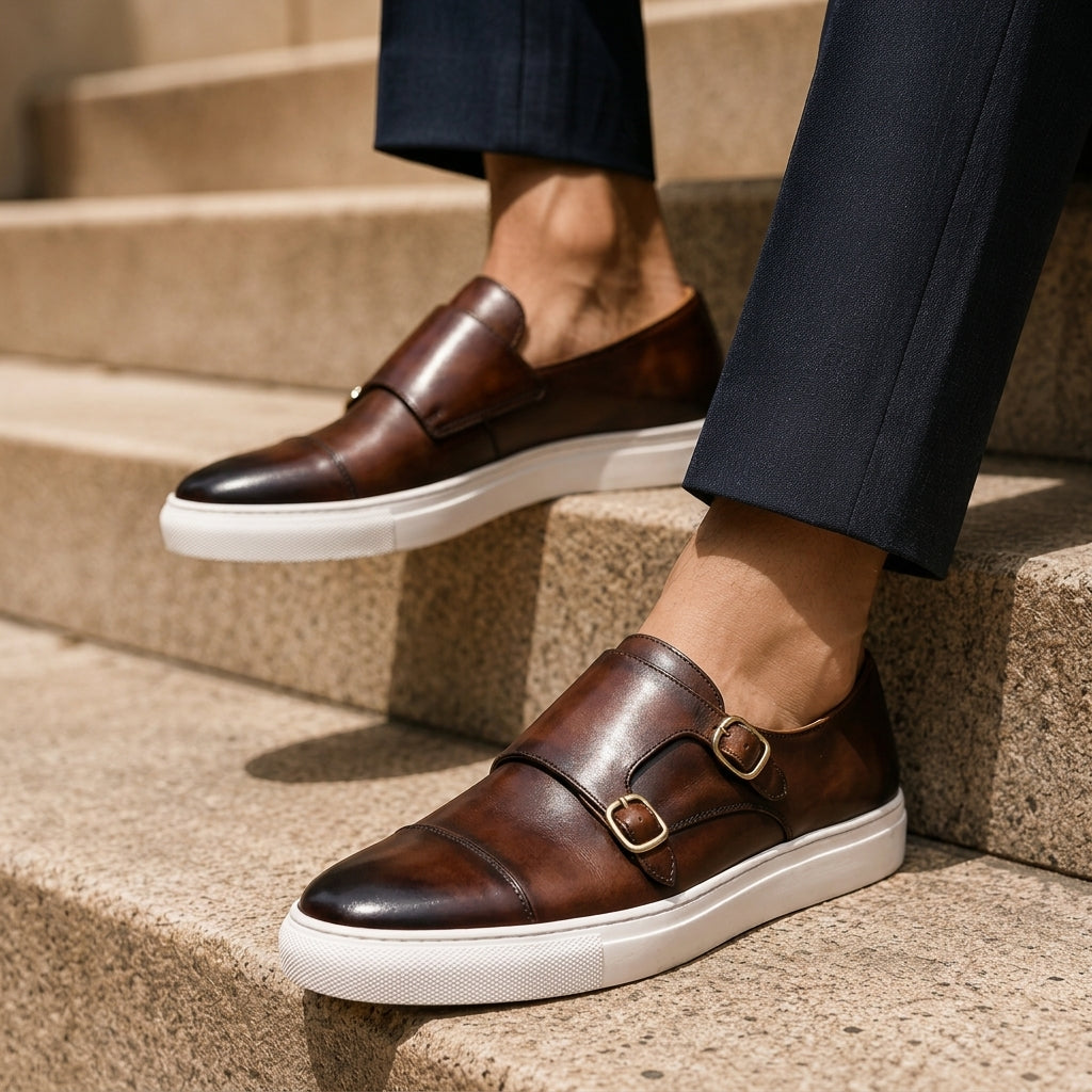 Men's Double Buckle Slip-On Casual Shoes