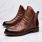 Men's Side-Zip Ankle Boots with Round Toe