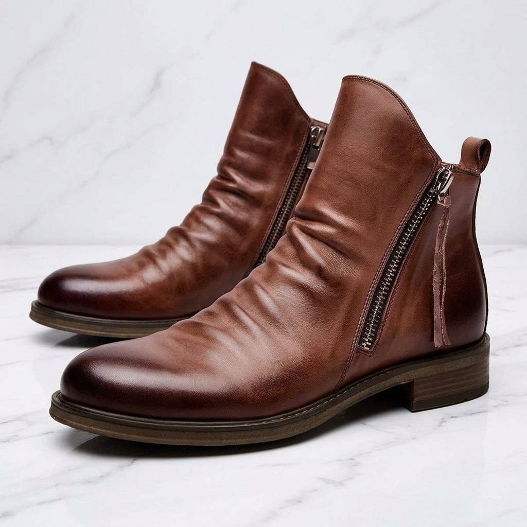 Men's Side-Zip Ankle Boots with Round Toe