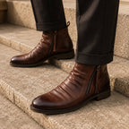 Men's Side-Zip Ankle Boots with Round Toe