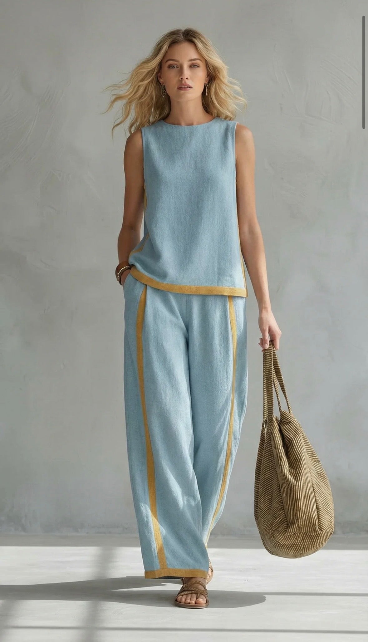 Women’s Pant Set with Contrast Trim