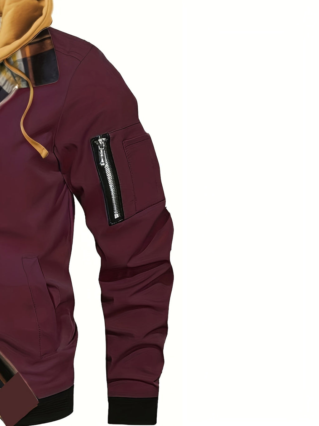 Men’s Hooded Jacket with Plaid Trim