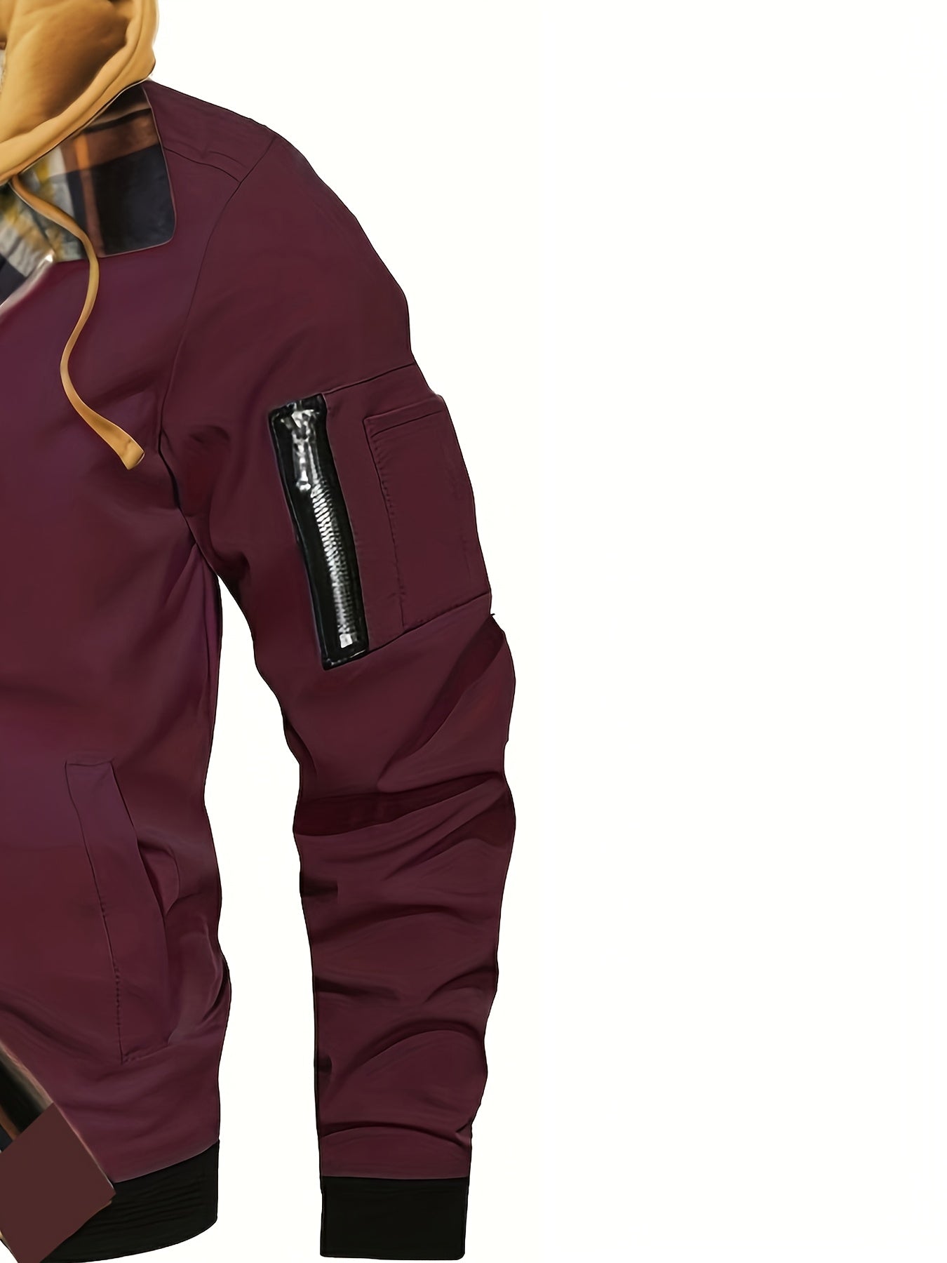 Men’s Hooded Jacket with Plaid Trim