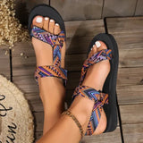 Women's Printed Strap Flat Sandals