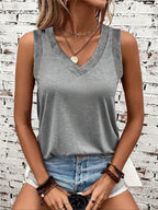 Women's V Neck Sleeveless Top