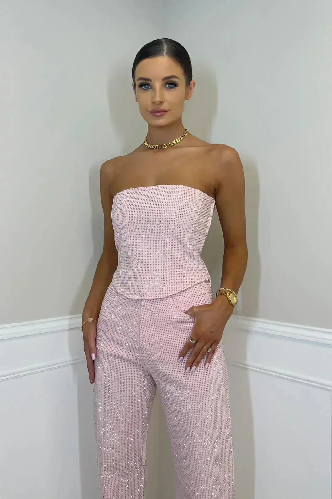 Women's Sparkle Strapless Jumpsuit