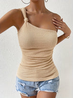 Women’s One Shoulder Textured Knit Tank Top