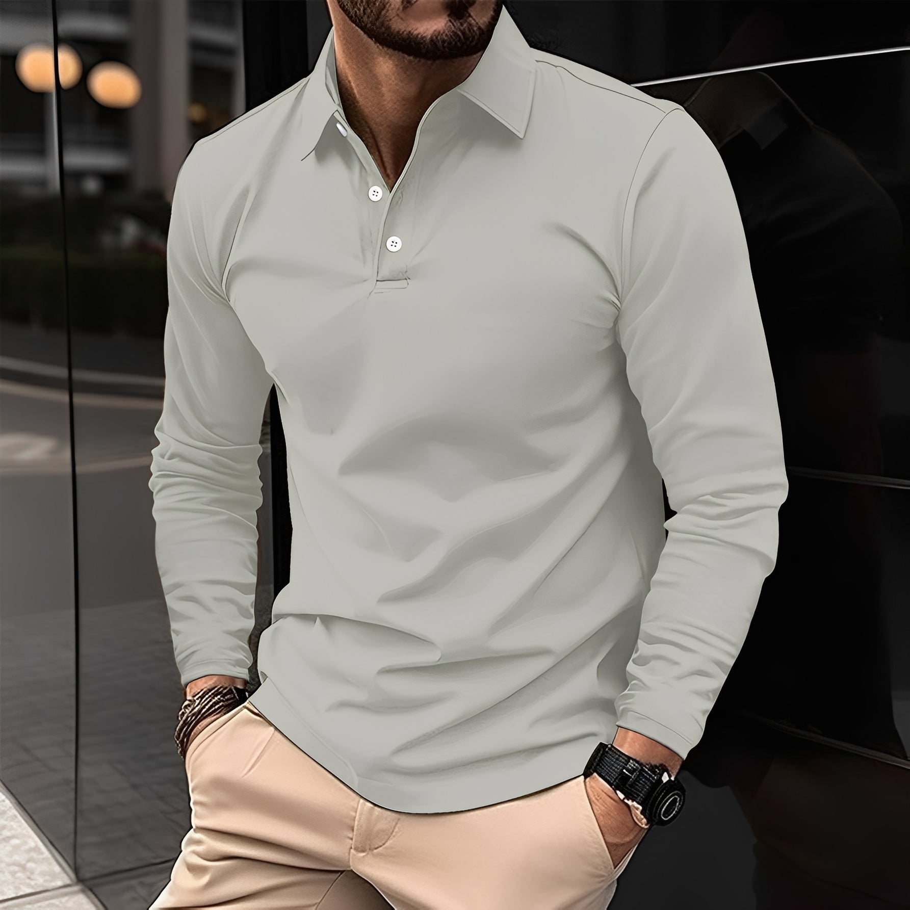 Men’s Long Sleeve Slim Fit Polo