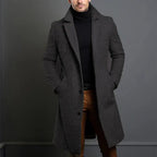 Men's Long Overcoat With Notch Lapels