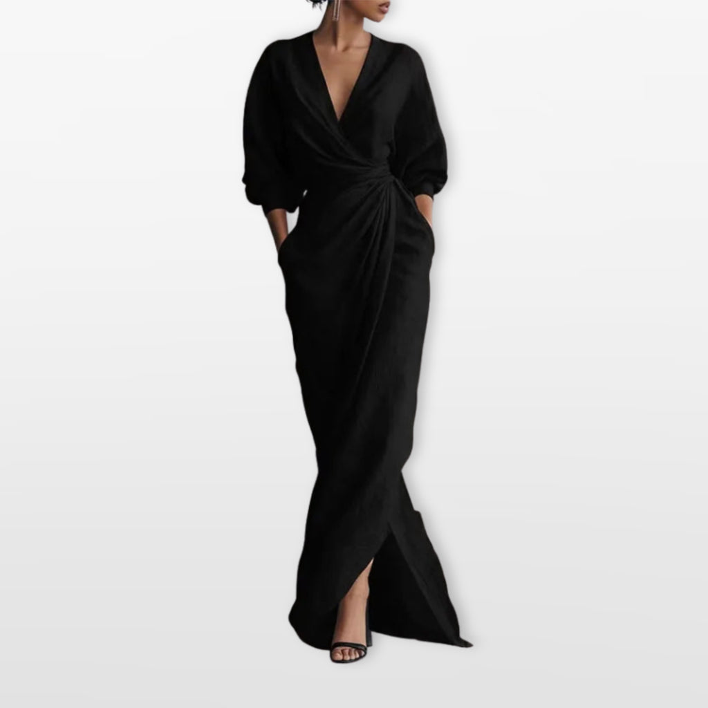 Women’s Wrap Maxi Dress Elegant Draped Fit